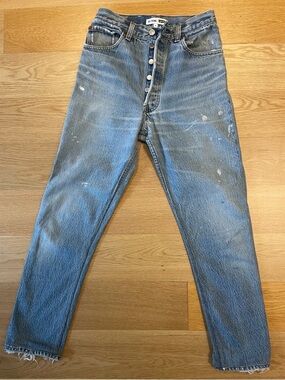 Re/Done x Levi’s Distressed Light Blue Straight Jeans